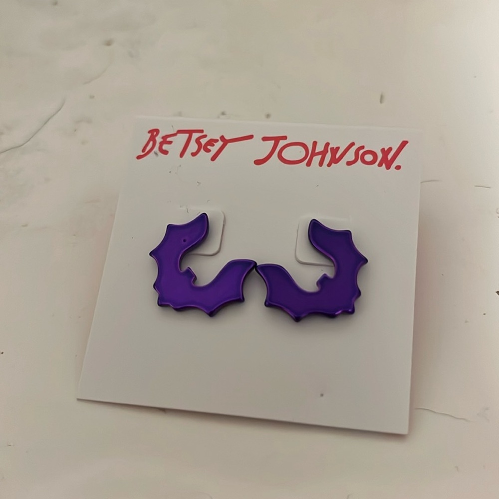 Betsey Johnson purple bat earrings-never worn